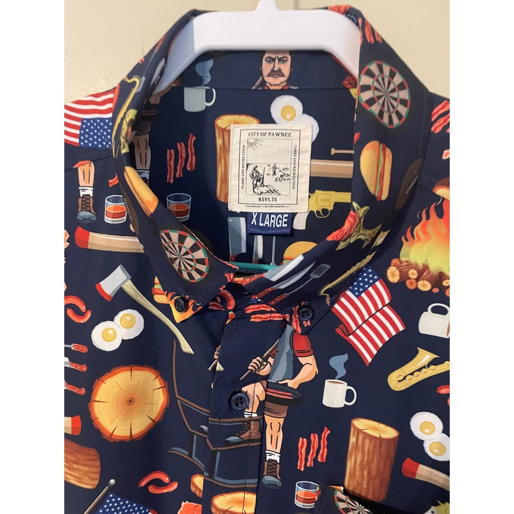 RSVLTS Kunuflex Ron Swanson Shirt of Greatness Short Sleeve Button Down Size XL - Picture 6 of 9